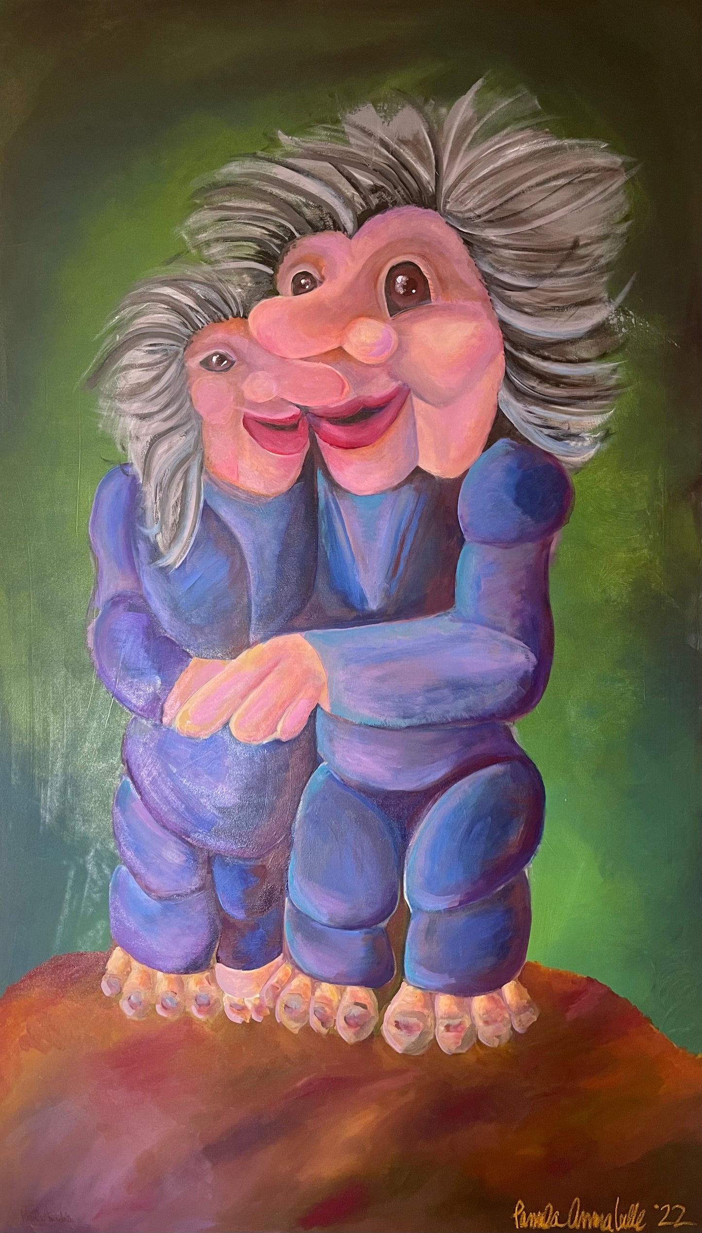 Troll Couple Original Art Oil Painting 72 x 48 Artwork