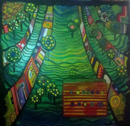 After Hundertwasser Artwork Painting by Pamela Annabelle 48" x 48"