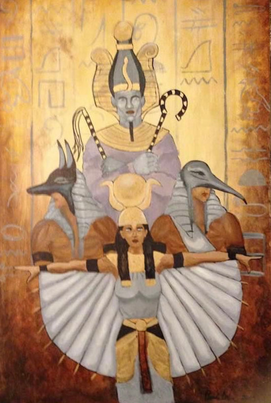 Egyptian Deities 30 x 40 oil on wood panel Artwork Painting by Pamela Annabelle