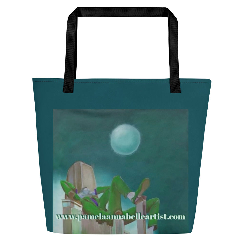 Man in the City Art by Pamela Annabelle All-Over Print Large Tote Bag