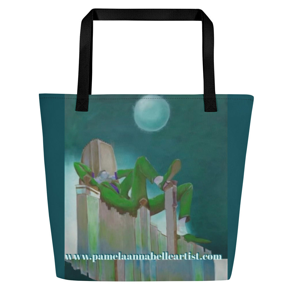 Man in the City Art by Pamela Annabelle All-Over Print Large Tote Bag