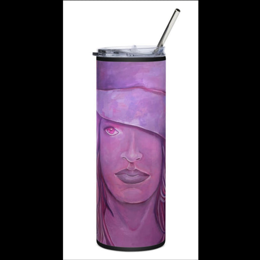 Girl in Pink Hat Art by Pamela Annabelle Stainless Steel Tumbler Home Decor