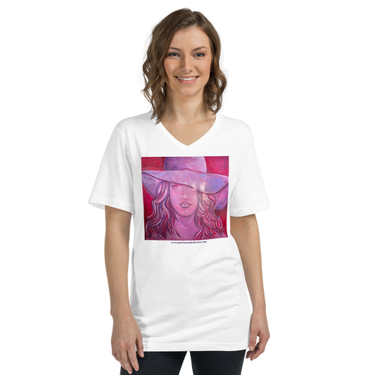 Girl In Pink Hat Art T-Shirt Apparel by Pamela Annabelle